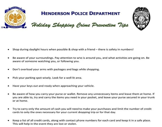 HPD (2015 Holiday Shopping Crime Prevention Tips)